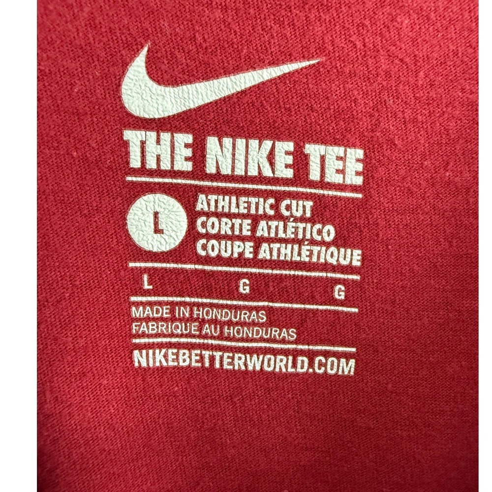 Nike Mens Just Do It Graphic Tee Maroon Red Athletic Cut Short Sleeve Shirt Sz L - Picture 4 of 4